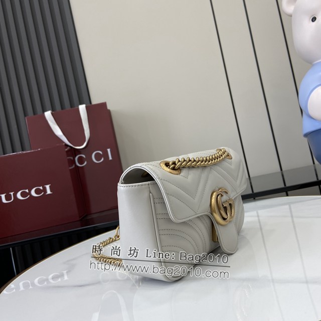 Gucci專櫃古馳最新款Marmont系列絎縫迷你手袋原廠皮鏈條女士挎包 jh2201型號：446744